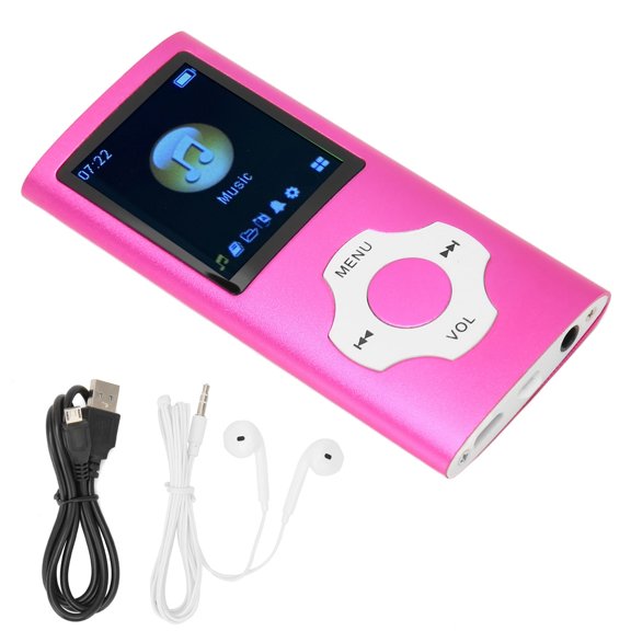 Sorven Music Player MP3 Player, Lossless HiFi MP3 Player FM Radio Electric Book Fashionable 1.8 Inch LCD Screen for School Pink