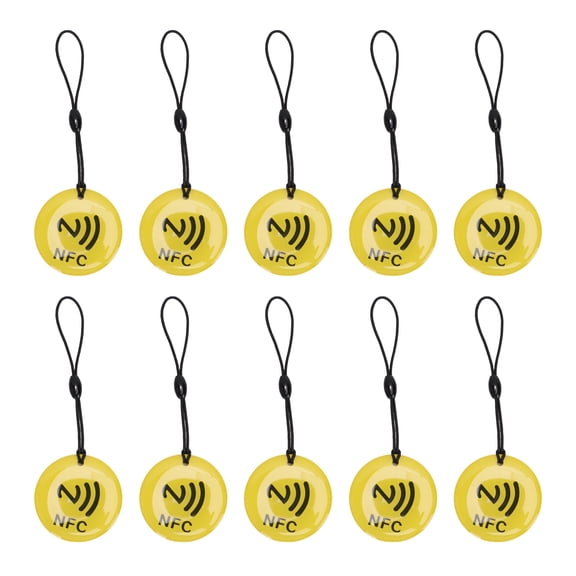 Sorven NFC Key Fob Ntag213 10pcs NFC Keychain 35CM NTAG213 Chip Programmable NFC Fob NFC Card for All NFC Enabled Mobile Phones Devices Yellow
