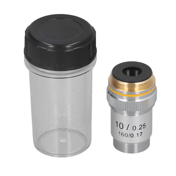 Sorven Objective Lens 10X Microscope Lens, 20.2mm Interface Achromatic Objective Lens with Spring Protection Device for Biological Microscopes
