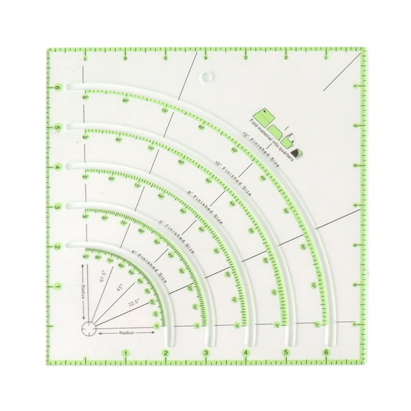 Sorven Patchwork Sewing Craft Tool Cutting Cloth Ruler Template, Transparent 8 Inch Straight Edges Accurate Efficient Quilt Circle Cutter Ruler Bright Green Markers for Fusible Applique