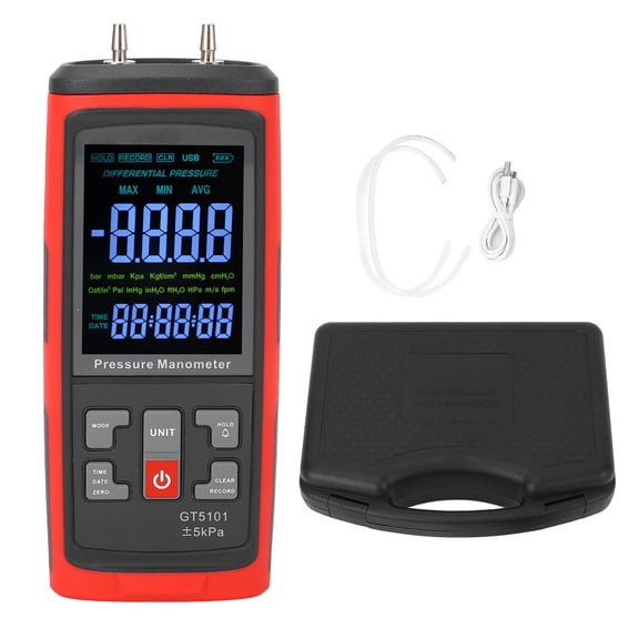 Sorven Pressure Meter Gas Pressure Gauge, 2 Port Digital Manometer for Laboratory Testing