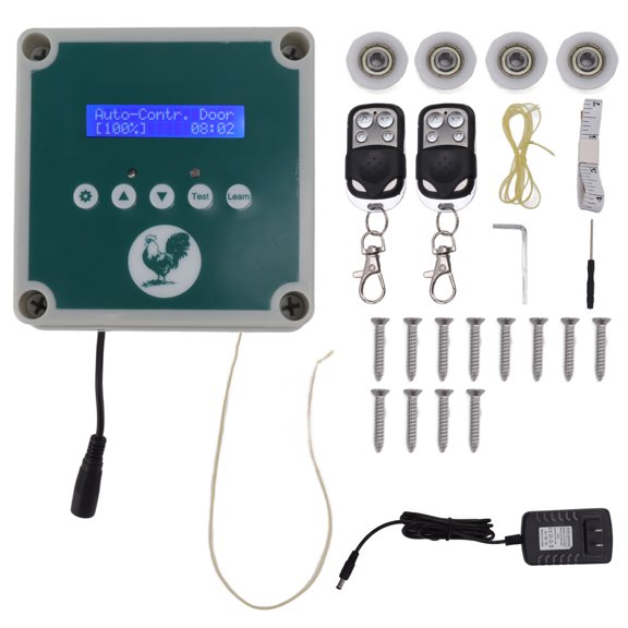 Sorven Remote Control Poultry Coop Closer Kit Electric Poultry House Door Motor Kit, Automatic Chicken Coop Door Controller 100 To 240V with Remote Control for Farm US Plug