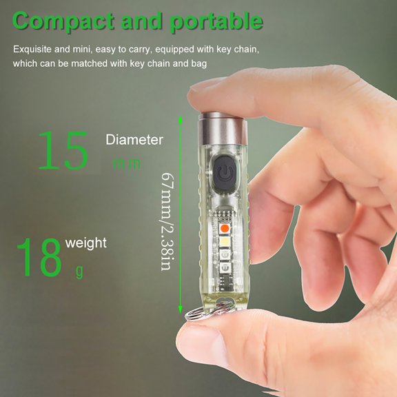 Sorven S11 Mini Flashlight USB Rechargeable Keychain Flashlight, 400LM PC 304 Stainless Steel Mini Flashlight for Camping