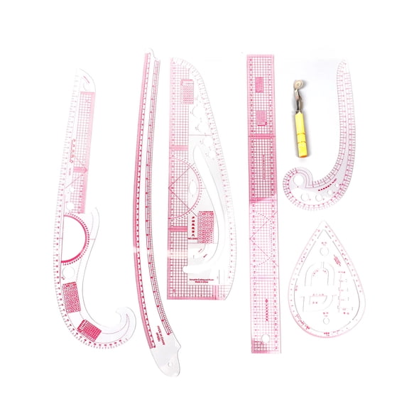 Sorven Sewing Ruler French Curve Ruler Set, Clear Lines Improve Work Efficiency Sewing Ruler High Accuracy 7pcs for Cutting