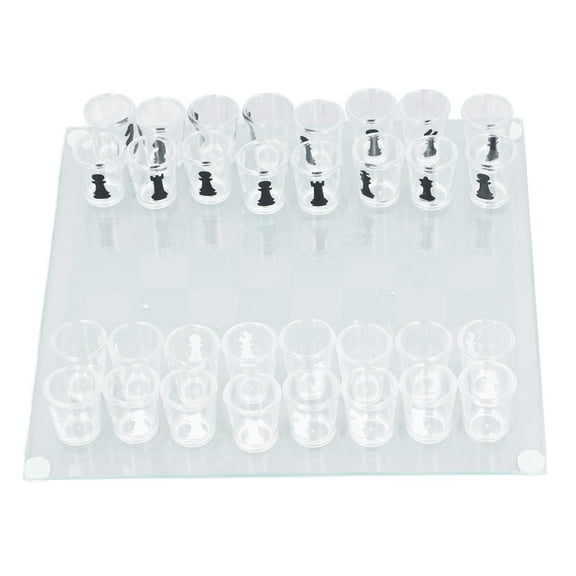 Sorven Shot Glass Chess Game Shot Glass Chess Set, Drinking Shot Glass Chess Set Durable for Travel for Camping