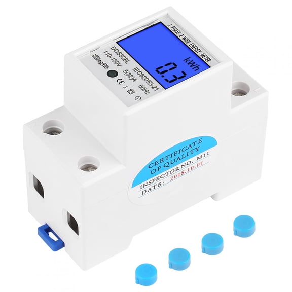 Sorven Single Phase Energy Meter 5-32A Energy Meter LCD Backlight Single Phase KWh Meter, DIN Rail Mounting, for Voltage, Current, Power and Energy KWh with Precision Technology, with Electromagnetic