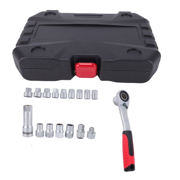 Sorven Socket Wrench Set Socket Pass Through Ratchet and Socket Set 10-24mm 12 Point Pass Through Socket 72T Reversible Ratchet Wrench with 1/2 3/8 Inch Drive Adapter