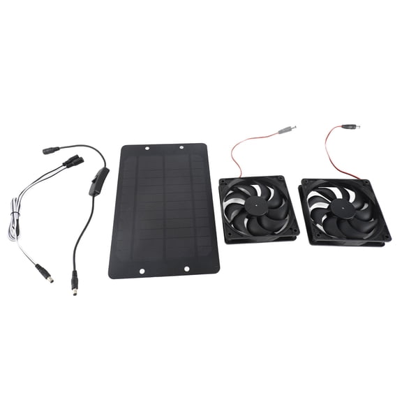 Sorven Solar Powered Fan Kit Solar Powered Fan Kit, 20W 12V Solar Powered Dual Fan Efficient Built in on Off Design Energy Saving Easy Installation for Home
