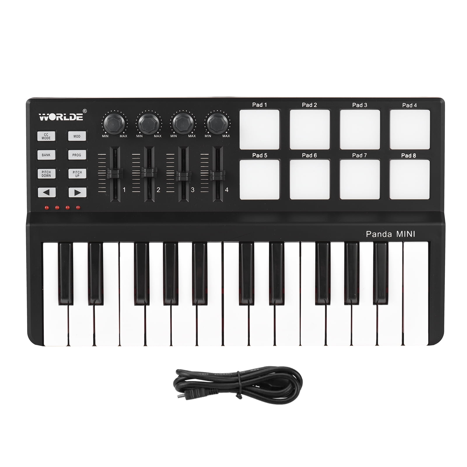 Sorven Sports \u0026amp; Entertainmen Key WORLDE Panda mini Portable Mini 25-Key USB Keyboard and Drum Pad MIDI Controller