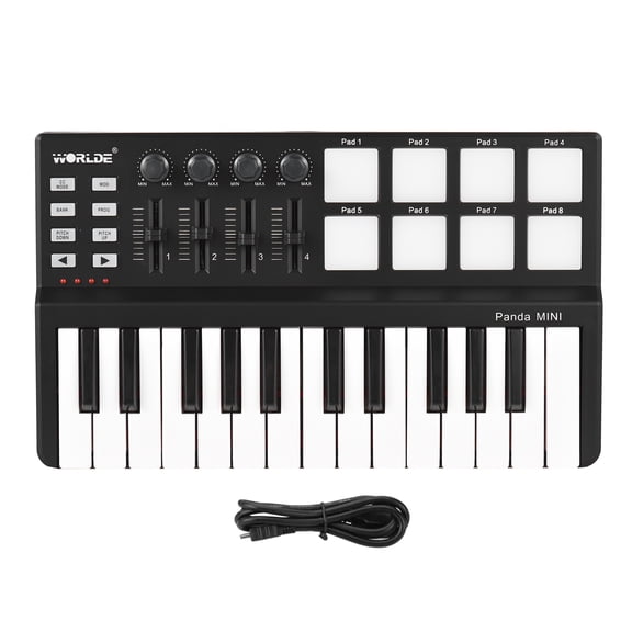 Sorven Sports & Entertainmen Key WORLDE Panda mini Portable Mini 25-Key USB Keyboard and Drum Pad MIDI Controller