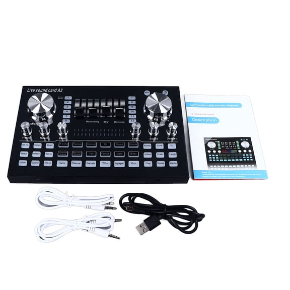 Sorven Streaming Mixer Live Sound Card Mixer, Professional 3.5mm Interface 48V Universal Portable Live Sound Card with OTG Function for Mobile Phone