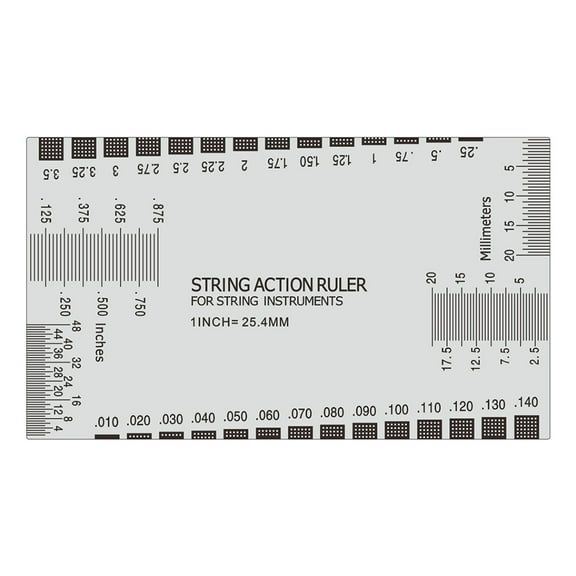 Sorven String Action Ruler String Stainless Steel Guitar String Action Ruler String Pitch Ruler Guitar Measuring Gauge Tool 89x51mm for Classical Electric Acoustic Guitar Bass Mandolin Banjo String