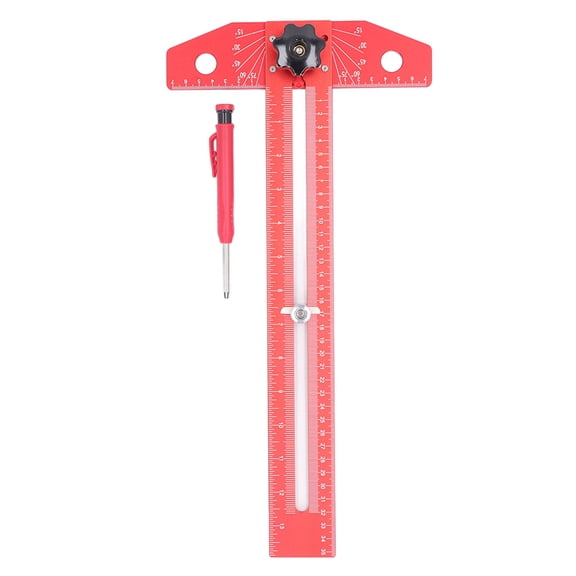 Sorven T Ruler T Square Ruler, CNC Finished Aluminum Alloy Easy Reading T Square Ruler Protractor for Measuring