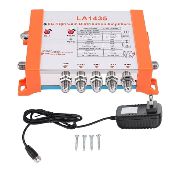 Sorven TV Distribution35db High Gain Distribution Amplifier 4 Way Distribution Amplifier Supports 5G LTE Filter for TV