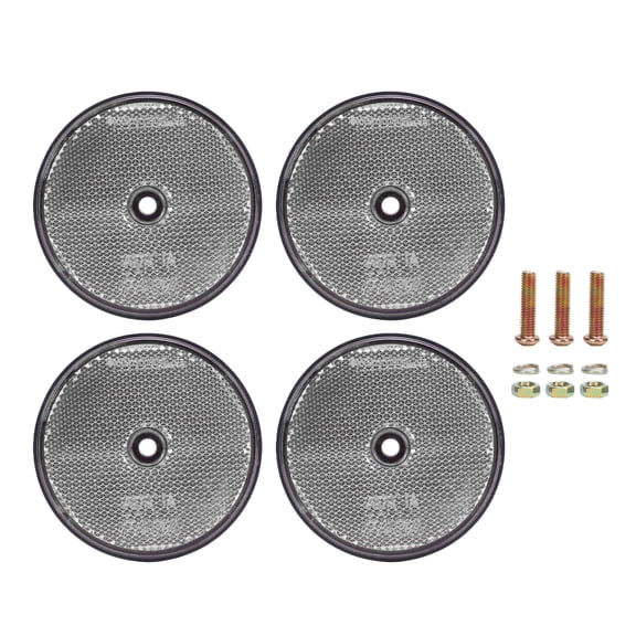 Sorven Trailer Reflector 4Pcs Safety Reflectors, 72mm Round Red Reflective Plastic with Screw Fixing, for Mailboxes Driveway Tunnels Post Cars Trailer