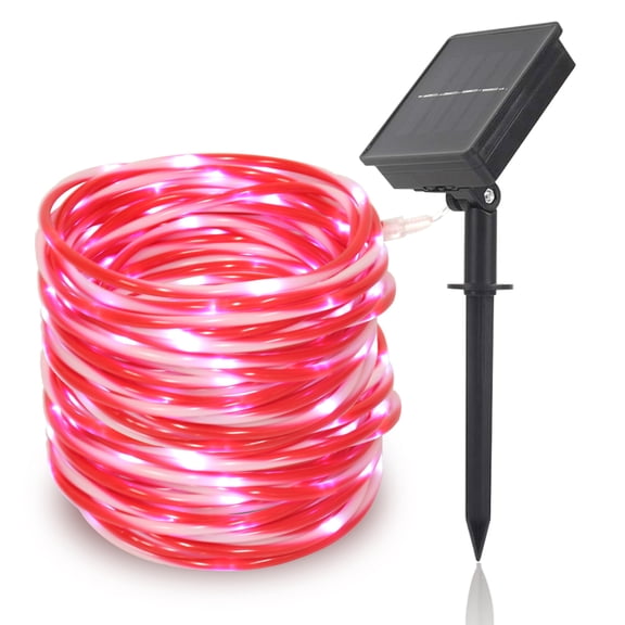 Sorven Tube Light Head LED Solar Tube Light Patio Outdoor Rope Light with Waterproof Male and Female Head PVC String Light 5m 50 Lights