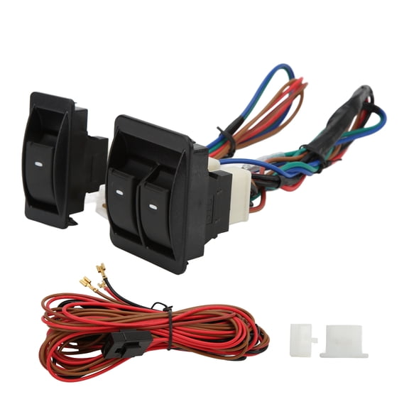 Sorven Universal Electric Car Power Window Universal Car Regulator Kits, 5pcs Universal Car Power Window Switch with Wiring Harness for 2 Doors