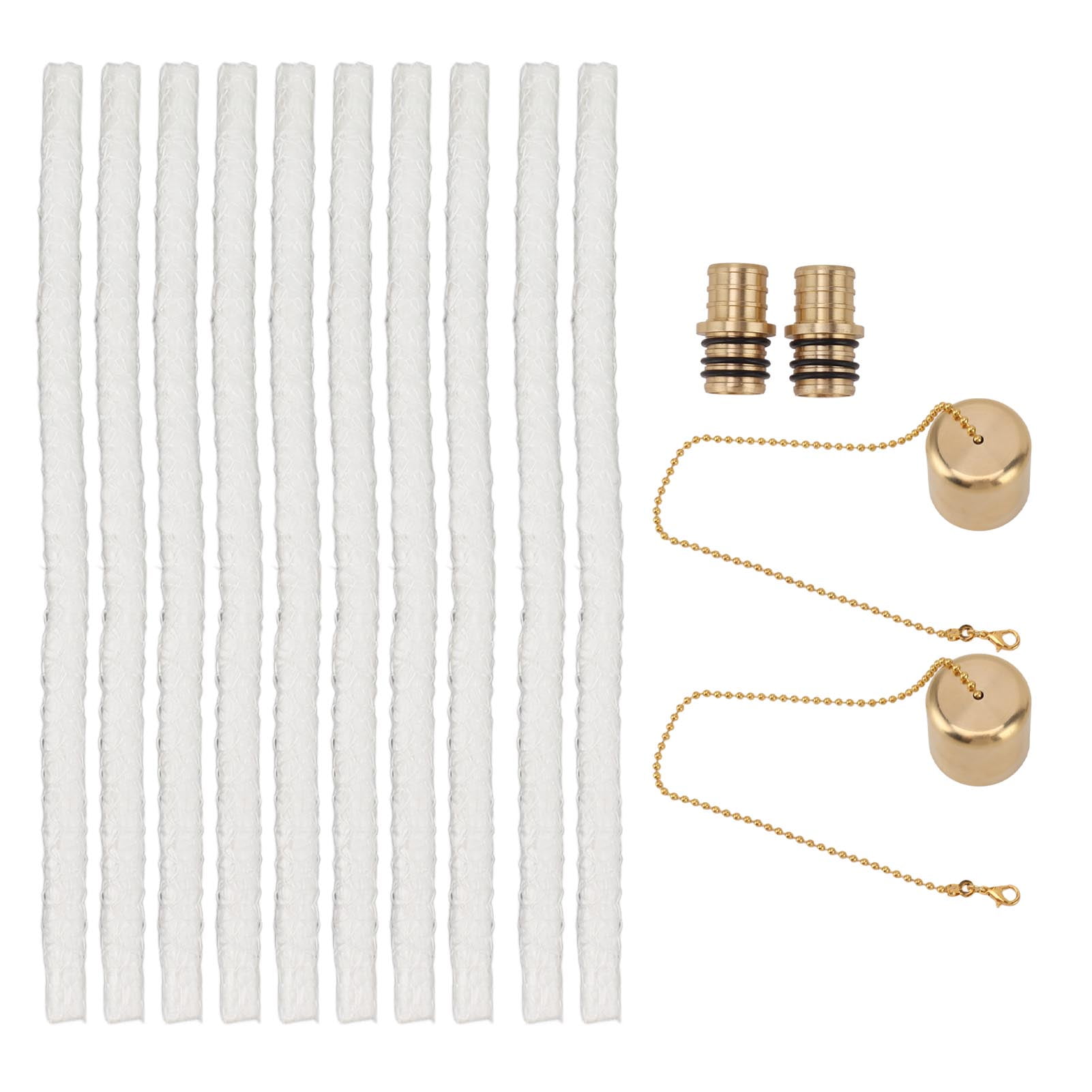 Sorven Wine Bottle Torch Wicks Kit Wine Bottle Torch Wicks, Torch Wicks 10PCS with 2PCS Brass Torch Wick Holders and Caps for Garden
