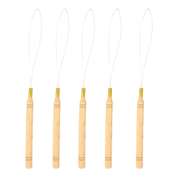 Sorven Wooden Threader Wooden Loop Needle, Pulling Hook Tool Practical for Hair