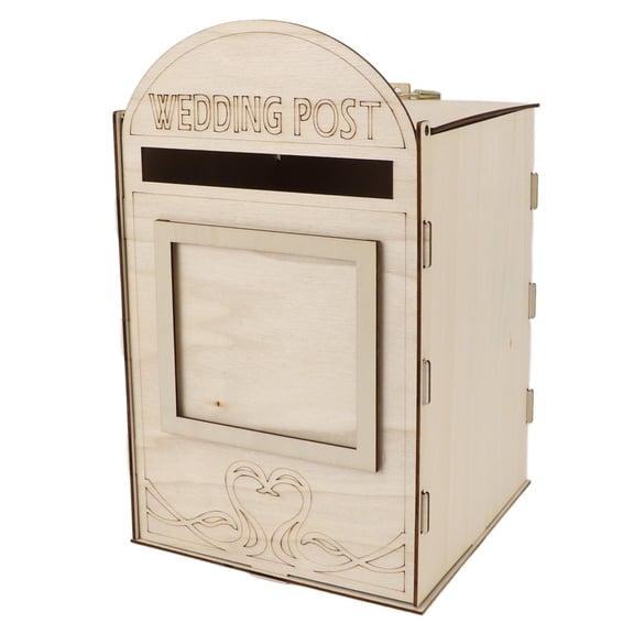 Sorven Wooden Wedding Mailbox Post Box with Lock Wooden Wedding Mailbox, Wooden Wedding Mailbox Post Box Multifunctional with Lock for Anniversarie JM01618