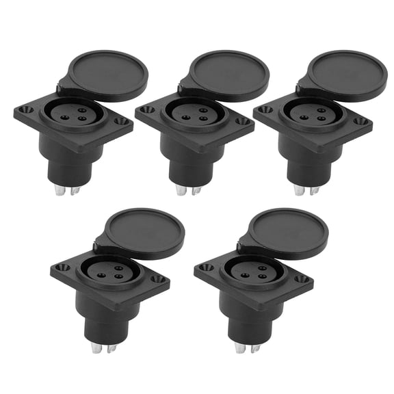 Sorven XLR Socket Chassis Panel Plug, ABS Shell Reliable Waterproof High Conduction Speed XLR Audio Socket 5pcs XLR Female Plug Low Noise with Metal Body Contacts for Wall