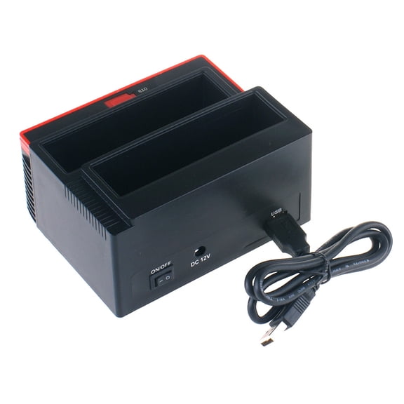 Sorven dual docking station Station Hard Drive Docking Station USB 2.0 to External HDD with 2-Port Hub, Offline Clone Function for 2.5 Inch & 3.5 Inch HDD SSD I/II/II,Card Reader
