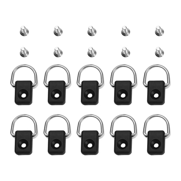 Sorven rigging D10pcs Black Canoe Kayak Fishing Rigging D , Lightweight & Portable, anti Corrosive D with M6 Screws for Bungee Kit Accessory, Ideal for Boat or Canoe Repair