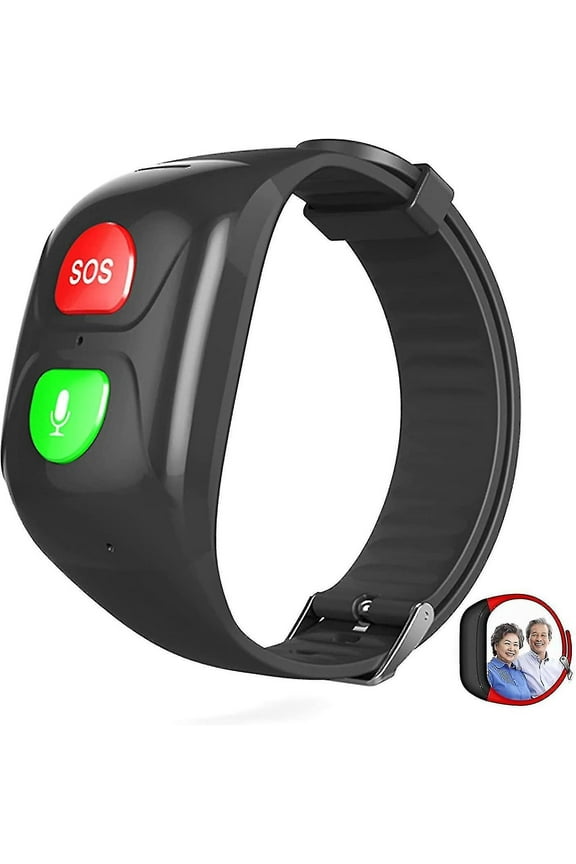 Sos Wristband Gps Tracker Compatible Elderly Emergency Call Sos Gps Locator Phone Emergency Helper Ip67 Waterproof Smart Watch Phone,black