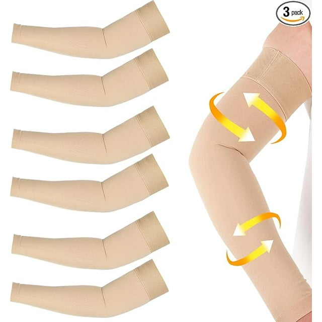 Sosation 3 Pairs Lymphedema Compression Arm Sleeve Full Arm Support