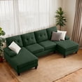 thumbnail image 1 of Soscana 105" Sectional Sofa U Shaped Couch with Double Chaises, Modern Linen Sofa Oversized 4 Seater Couch for Living Room, Apartment, Office, Studio, 1 of 10