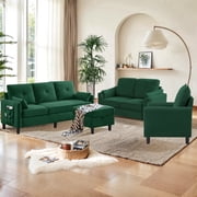 Soscana 4 Piece Sofa Set,Convertible Sectional Sofa Couch with Storage Ottoman and Storage Pockets, L Shaped 3 Seater+Reversible Ottoman+Loveseat+Accent Chair,L