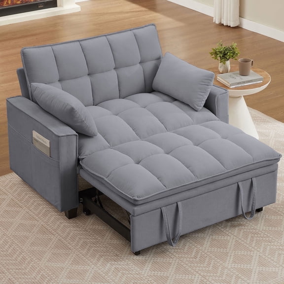 Soscana Convertible Sofa Bed Loveseat with Adjustable Backrest,3 in 1 Sleeper Sofa Pull Out Bed Reclining Couch with 2 Lumbar Cushions and Storage Side Pockets for Living Room,Apt,Office,Studio
