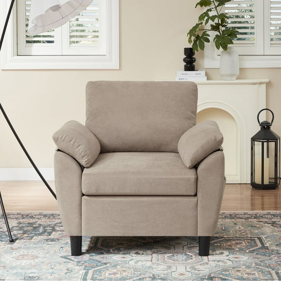 Soscana Accent Chair with Storage Side Pockets for Living Room Bedroom Apartment Office Studio, Single Chair Armchair,Beige