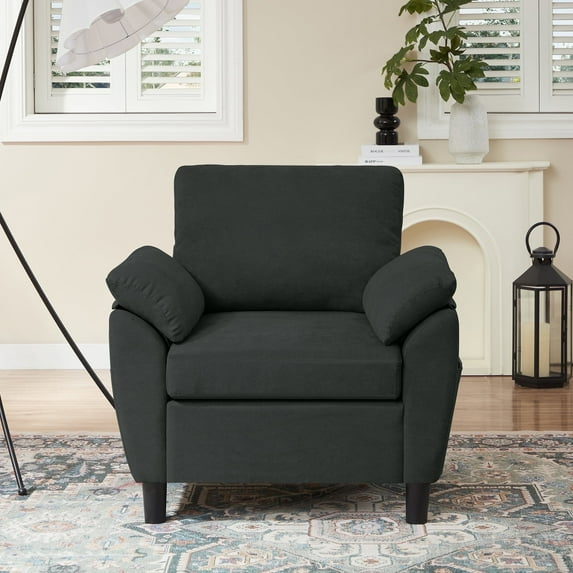 Soscana Accent Chair with Storage Side Pockets for Living Room Bedroom Apartment Office Studio, Single Chair Armchair,Black