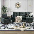 thumbnail image 1 of Soscana Sectional Sofa 3 Seat L Shaped Couch with Storage Ottoman & Accent Chair,Modern Living Room Furniture Set for Small Space Home Apartment Office Studio, 1 of 8