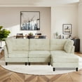 thumbnail image 1 of Soscana 99" Sectional Sofa Couch with Reversible Ottoman for Living Room,Chenille L Shaped 4 Seater,Fits for Living Room,Apartment,Office,Studio, Beige, 1 of 9