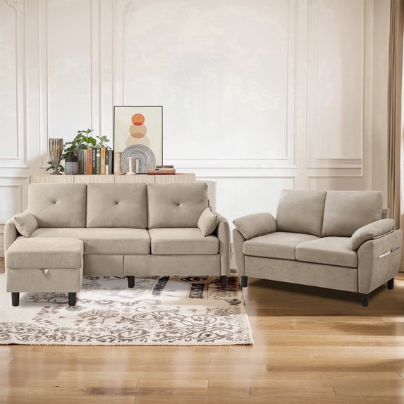 Soscana Living Room Furniture Set,Convertible Sectional Sofa with ...