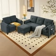 thumbnail image 1 of Soscana Convertible Sectional Sofa with Storage Ottoman and Loveseat, 3 Seater L Shaped Couch with Reversible Chaise and Storage Pockets for Living Room Apartment Studio Office,Dark Gray, 1 of 8