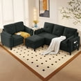 thumbnail image 1 of Soscana Convertible Sectional Sofa with Storage Ottoman and Loveseat, 3 Seater L Shaped Couch with Reversible Chaise and Storage Pockets for Living Room Apartment Studio Office,Black, 1 of 8
