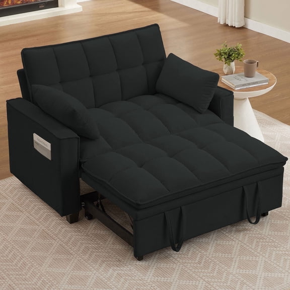 Soscana Convertible Sofa Bed Loveseat with Adjustable Backrest,3 in 1 Sleeper Sofa Pull Out Bed Reclining Couch with 2 Lumbar Cushions and Storage Side Pockets for Living Room,Apt,Office,Studio