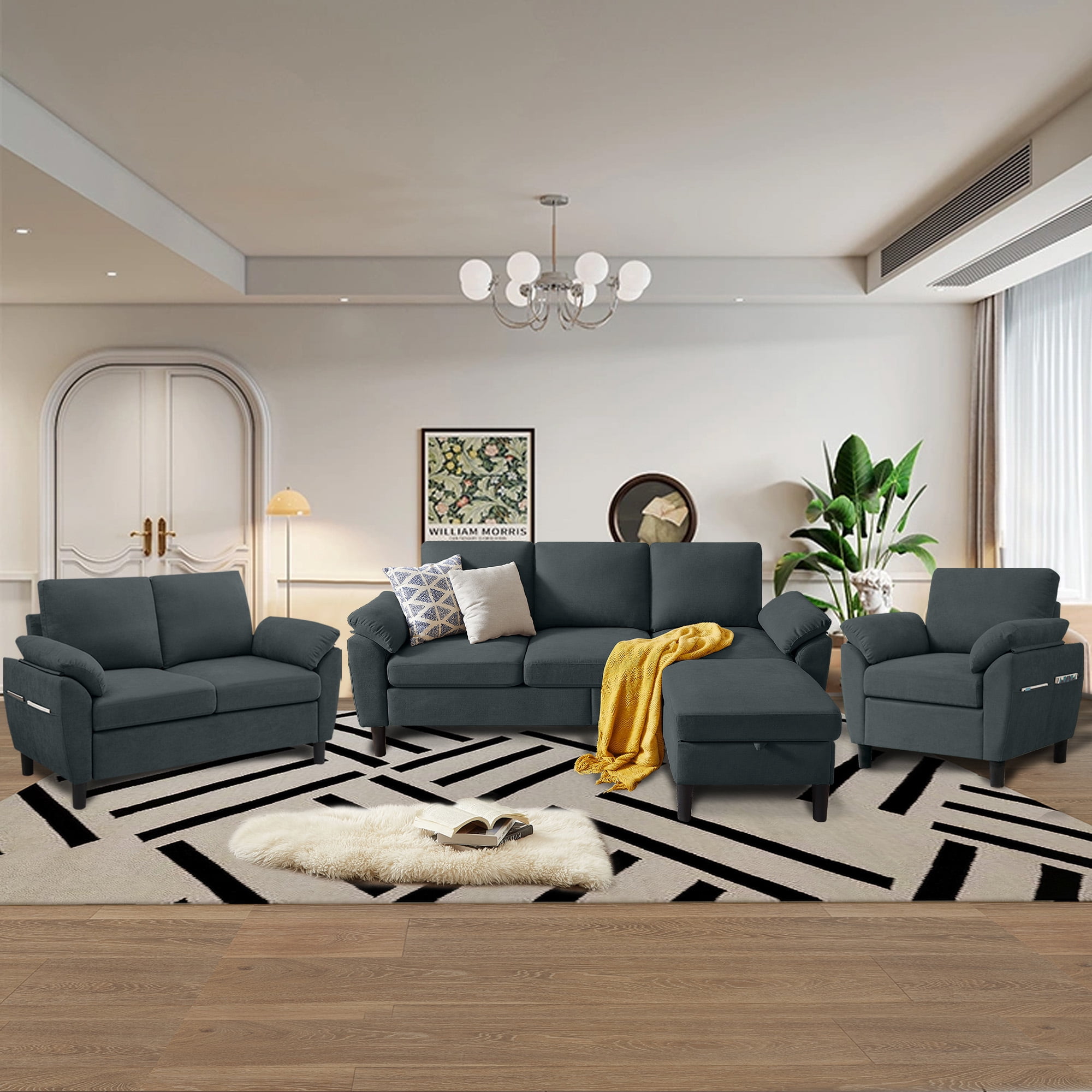Soscana Living Room 3 Piece Sofa Set,Sectional Sofa Couch with Storage ...