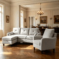 thumbnail image 1 of Soscana Living Room Furniture Set,Convertible Sectional Sofa with Storage Ottoman and Accent Chair,Modern Linen 4 Seat L Shaped Couch Sofa Set with Side Pocket for Living Room,Office,Apartment,Studio, 1 of 9