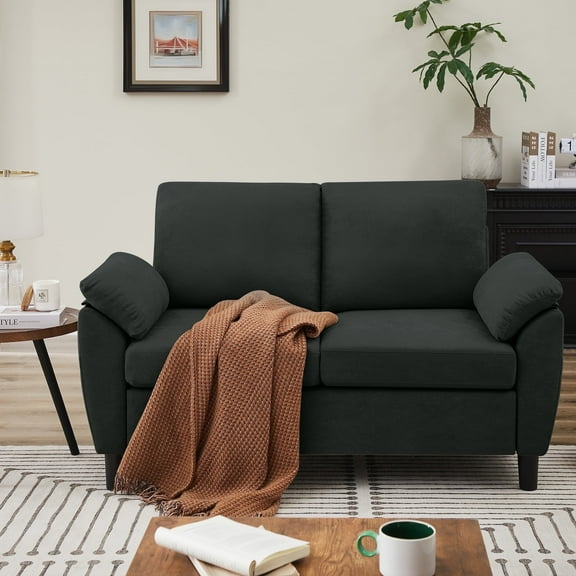 Soscana Loveseat with Storage Side Pockets, 2 Seat Sofa Love Seat Small Couch for Living Room Bedroom Apartment Office Studio,Black