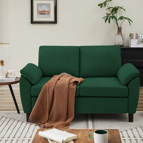 Soscana Loveseat with Storage Side Pockets, 2 Seat Sofa Love Seat Small Couch for Living Room Bedroom Apartment Office Studio,Green
