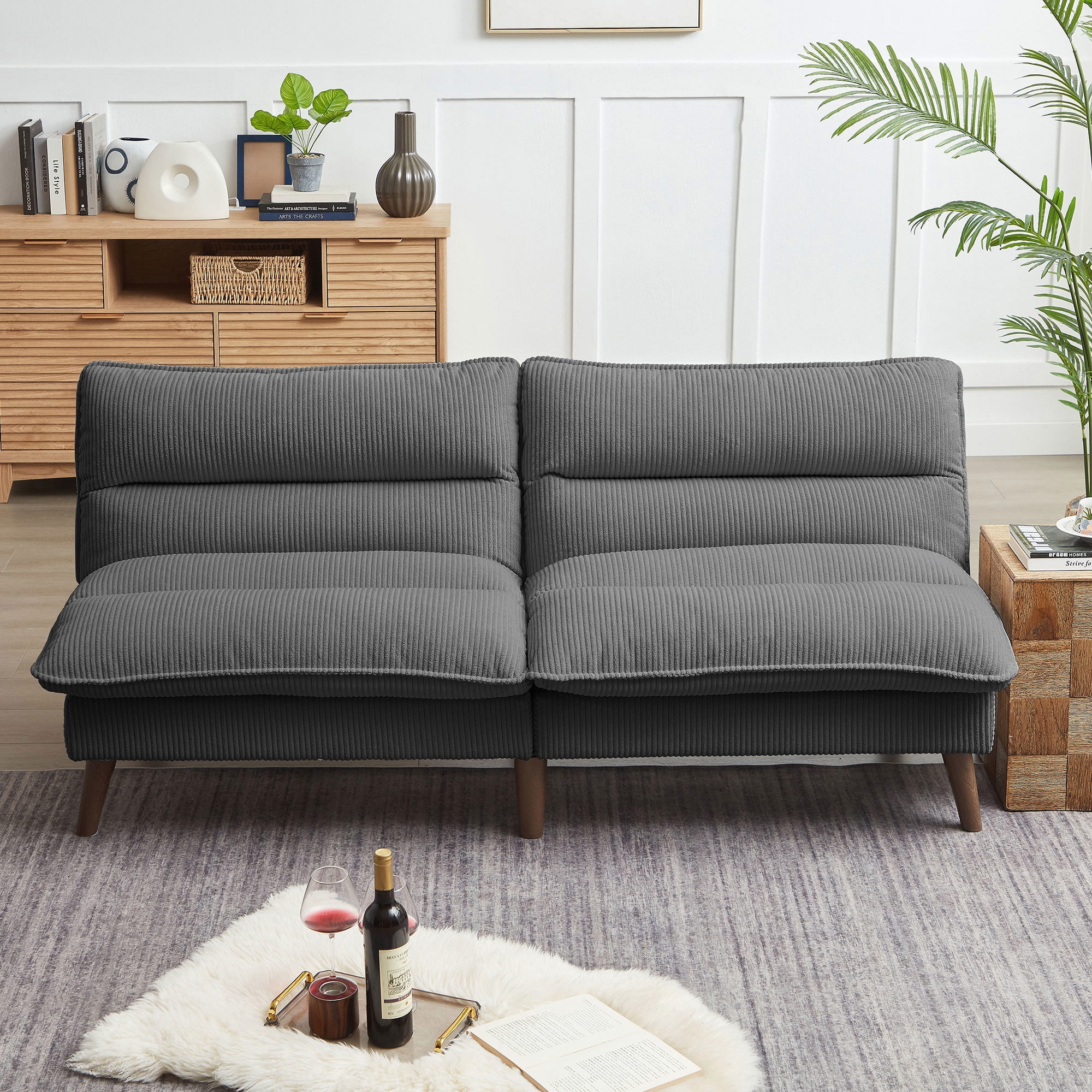 Soscana Modern Linen Fabric Futon Convertible Sofa Bed 2 in 1,Sleeper Sofa Couch for Living Room Apartment Bedroom Office Studio