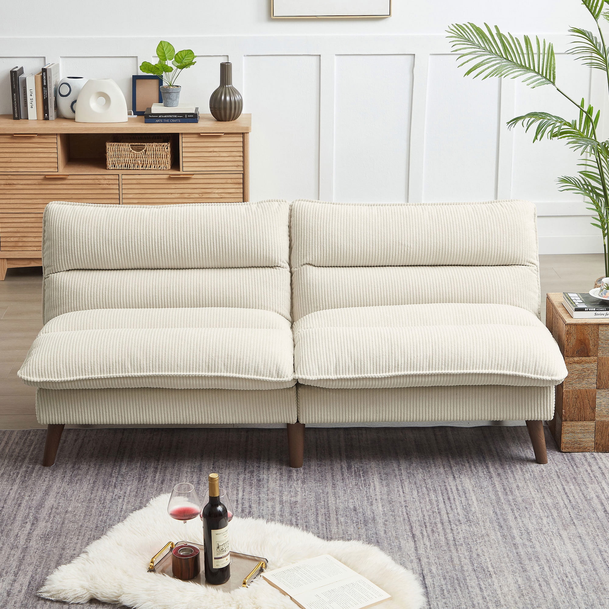 Soscana Modern Linen Fabric Futon Convertible Sofa Bed 2 in 1,Sleeper ...