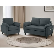 Soscana Modern Loveseat and Accent Chair 2 Piece Set, Small Couch Sofa Set with Wide Arms & Side Pockets, Comfy 2 Seater Sofa and 1 Seater Armchair Set for Apartment Living Room Office Studio