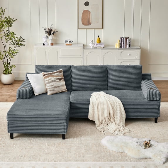 Soscana Modular Sofa Couch,L Shaped Sectional Sofa with 2 Cup Holders for Living Room,Apartment,APT
