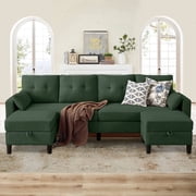 Soscana 101 Sectional Sofa with 2 Storage Ottoman,U Shaped 4 Seat Couch with Reversible Footstool and Side Pockets,Modern Convertible Sofa Couch for Living Room Home Apartment Office Studio
