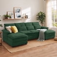 thumbnail image 1 of Soscana U Shaped Cloud Couch Sectional Sofa 4 Seat with Double Chaise, Modern Linen Sofa with Waist Pillows for Living Room Apartment Office Studio,Green, 1 of 9